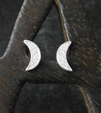 Tiny CZ Crescent Moon Stud Earrings