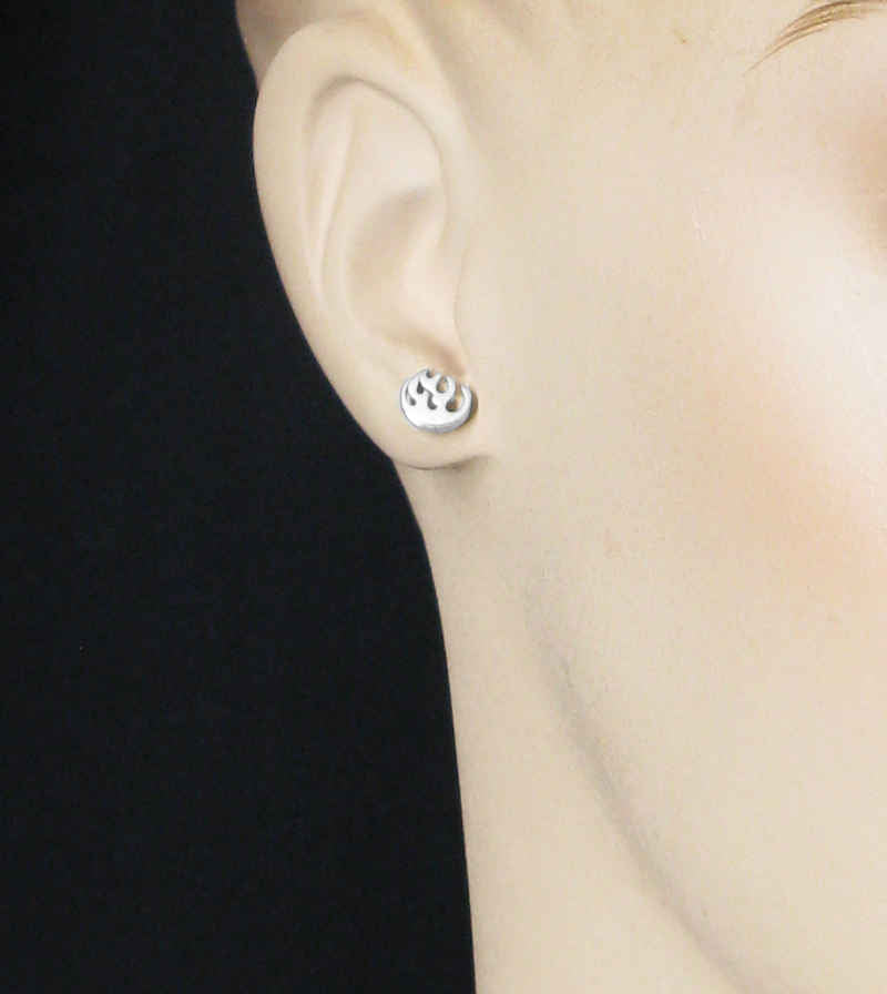 Small Flame Symbol Emoji Post Earrings | Woot & Hammy