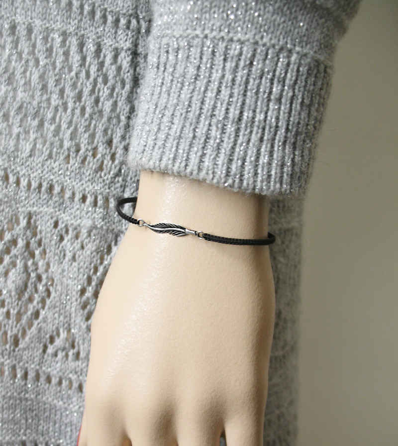 Tiny Sideways Feather Adjustable Slipknot Bracelet   | Woot & Hammy