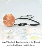 Tiny Sideways Feather Adjustable Slipknot Bracelet   | Woot & Hammy