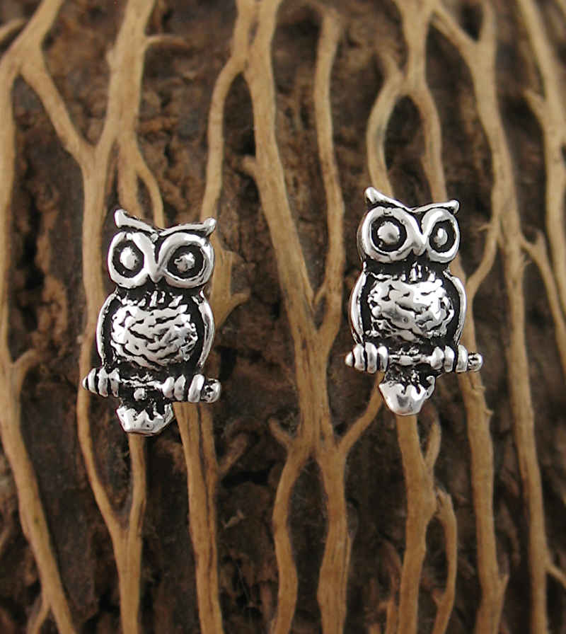 Tiny Oxidized Owl Post Earrings | woot & hammy