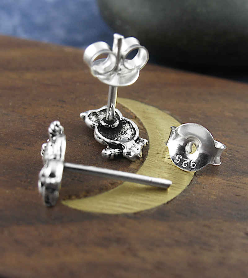 Tiny Oxidized Owl Post Earrings | woot & hammy