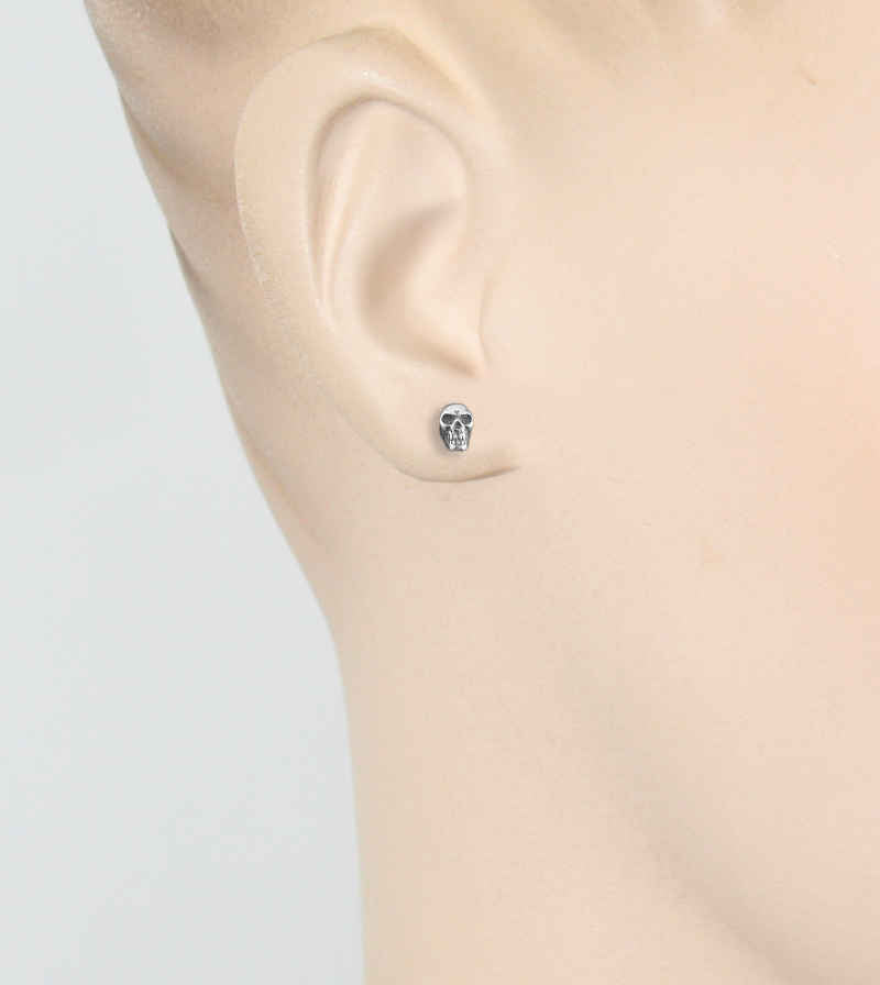 Miniature Sinister Skull Tiny Post Earrings | woot & hammy