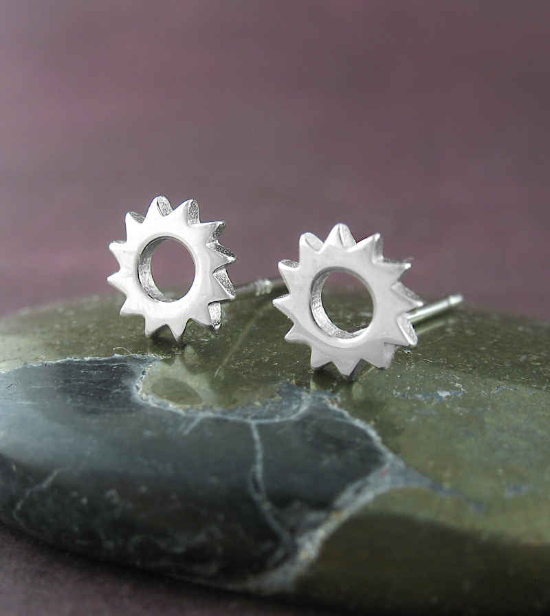 Tiny Total Solar Eclipse Post Earrings | woot & hammy