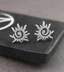 Tiny Tribal Spiral Sun Post Earrings | woot & hammy