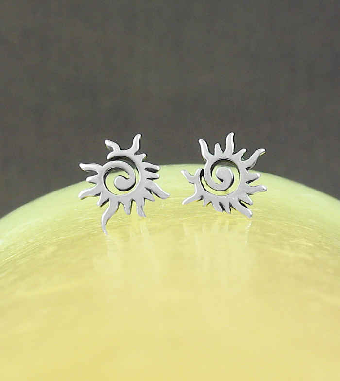 Tiny Tribal Spiral Sun Post Earrings | woot & hammy