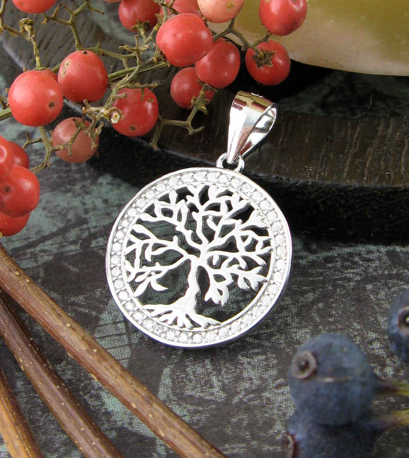 Tree of Life Pendant in Round CZ Border | woot & hammy