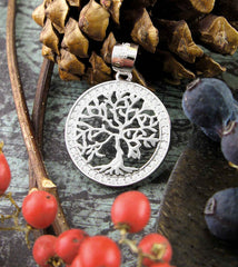 Tree of Life Pendant in Round CZ Border | woot & hammy