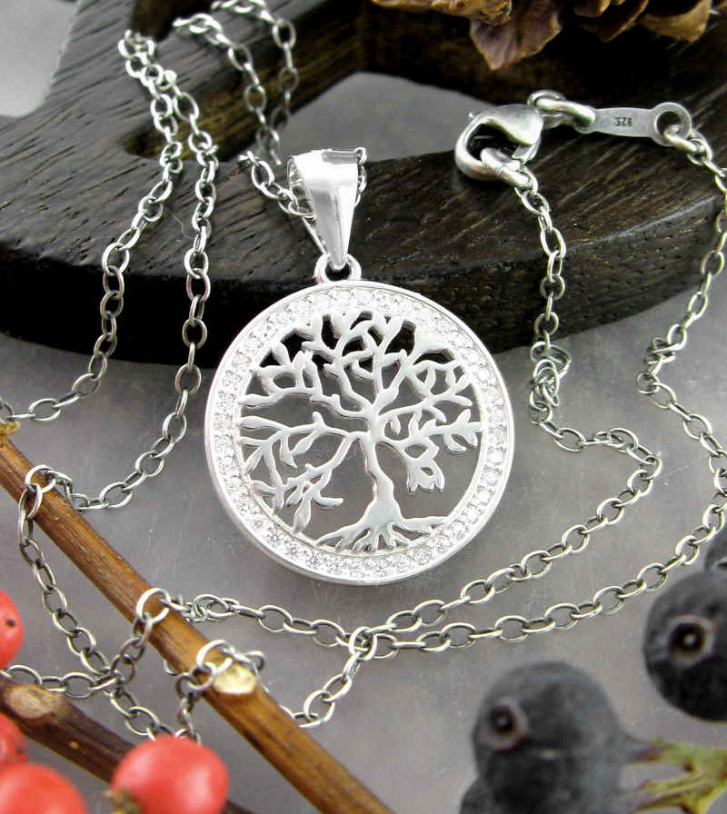 Tree of Life Pendant in Round CZ Border | woot & hammy