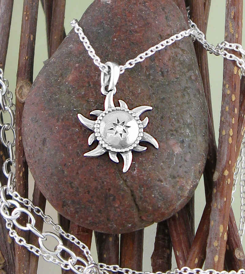 Tribal Sun With Starburst and CZ Necklace | Woot & Hammy