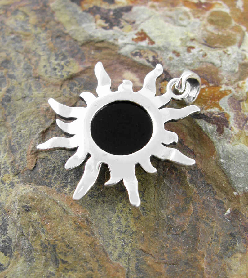 Tribal Sun With Black Agate Cabochon Pendant | Woot & Hammy