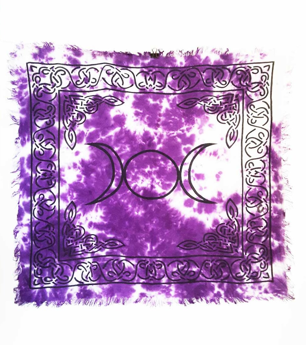 Tissu d’autel tie-dye violet triple lune