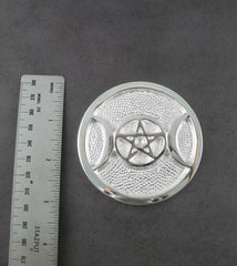 Silver-Plated Triple Moon Altar Tile, 3"