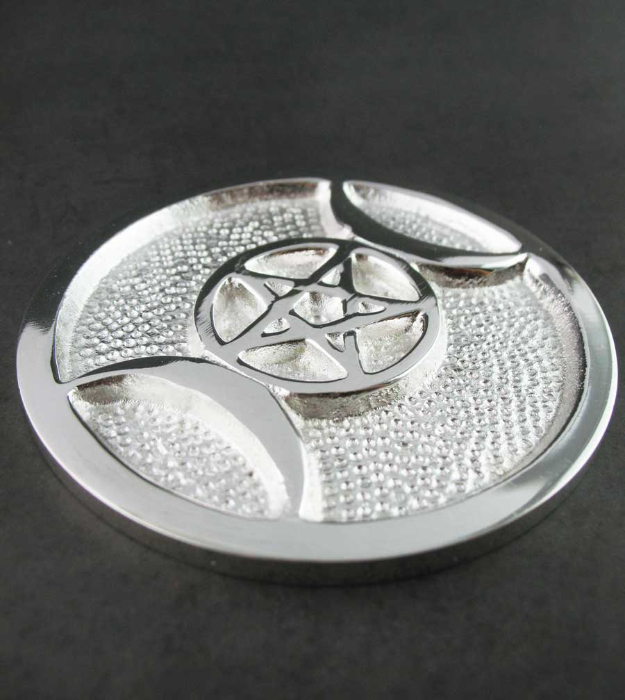 Silver-Plated Triple Moon Altar Tile, 3"