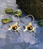 Little Triple Moon Drop Earrings, Handmade - Your Choice of Stone