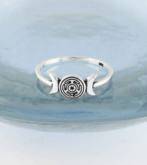 Triple Moon With Hecate's Wheel Symbol Ring | Woot & Hammy