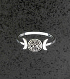 Triple Moon With Hecate's Wheel Symbol Ring