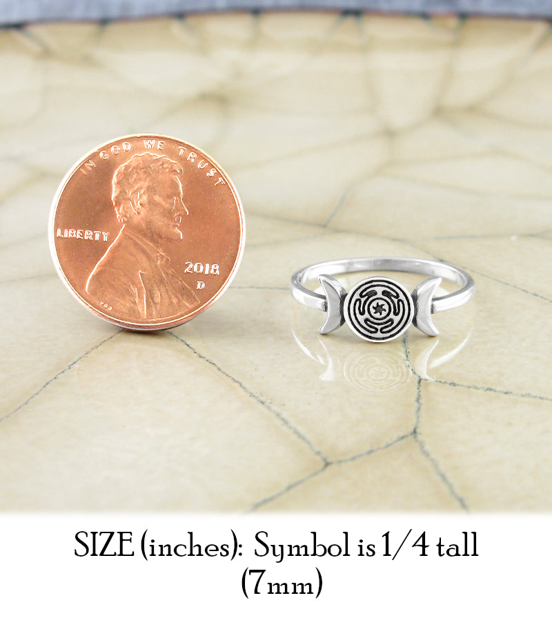 Triple Moon With Hecate's Wheel Symbol Ring | Woot & Hammy