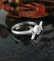 Triple Moon Goddess Pentagram Ring Sterling Silver