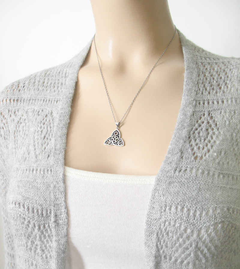 Celestial Triquetra With Pentacle, Sun, Crescent Moons & Stars Pendant | woot & hammy