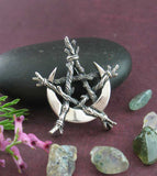 Crescent Moon Twigs Branches Pentagram Pentacle Pendant Necklace Vine Wiccan Wicca Pagan Witchcraft Witch Mystical Occult 
