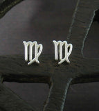 Tiny Virgo The Maiden Stud Earrings, Sixth Zodiac Symbol