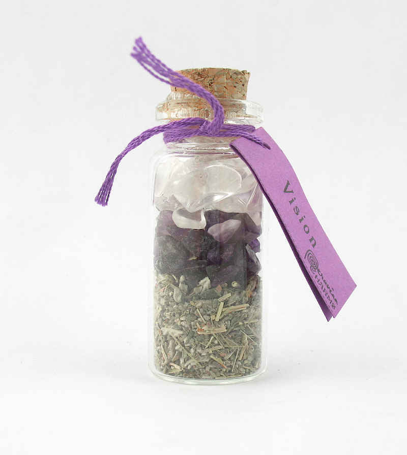 Vision Pocket Spell Bottle with Herbs & Stones