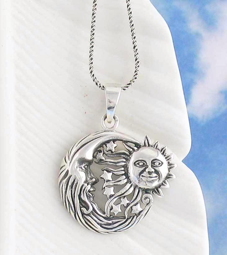 Flying Sun and Moon Necklace - woot & hammy