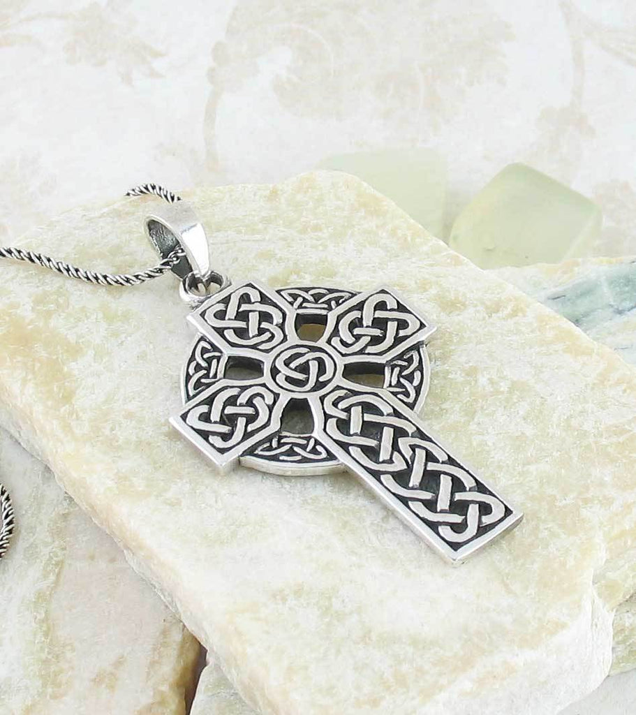 Sterling Silver Wood Quay Celtic Cross with 18ct Gold Bead - Large – All  Celtic Jewellery