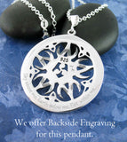 Five Crescent Moons Celtic Pentacle Pendant with Celtic Knots Sterling Silver Engravable Personalized
