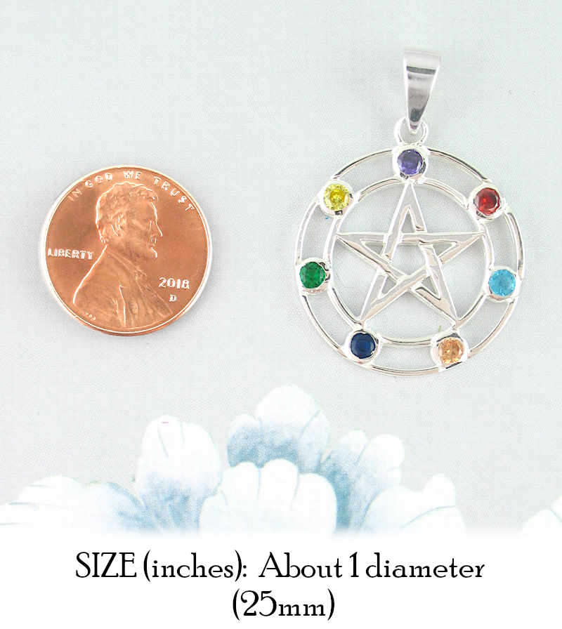 7 Chakra Crystals Pentacle Pendant