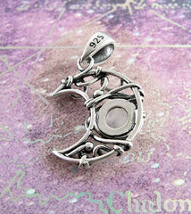 Wire-Wrapped Crescent Moon With Moonstone Cabochon Pendant | Woot & Hammy