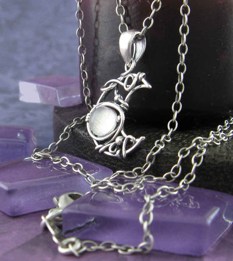 Wire-Wrapped Crescent Moon With Moonstone Cabochon Pendant | Woot & Hammy