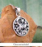 Desert Wolf Howling at the Moon Small Medallion Necklace Sterling Silver
