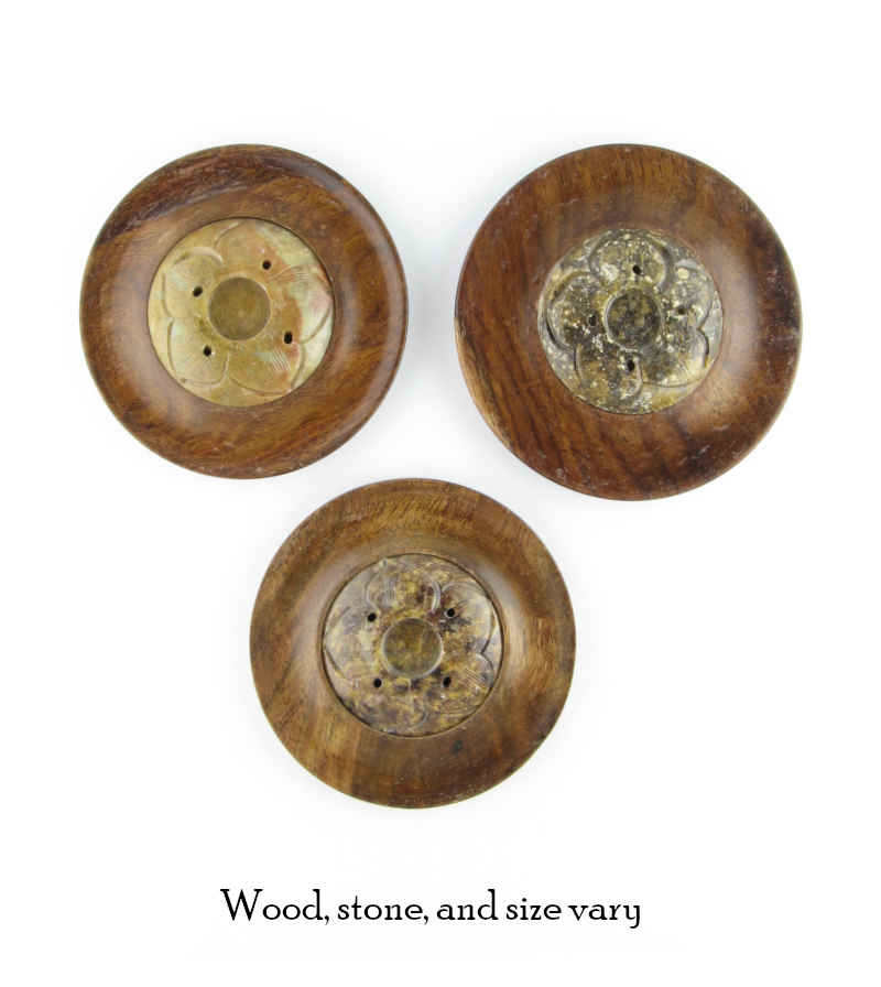 Wood and Soapstone Incense Burner With Lotus Flower | Woot & Hammy