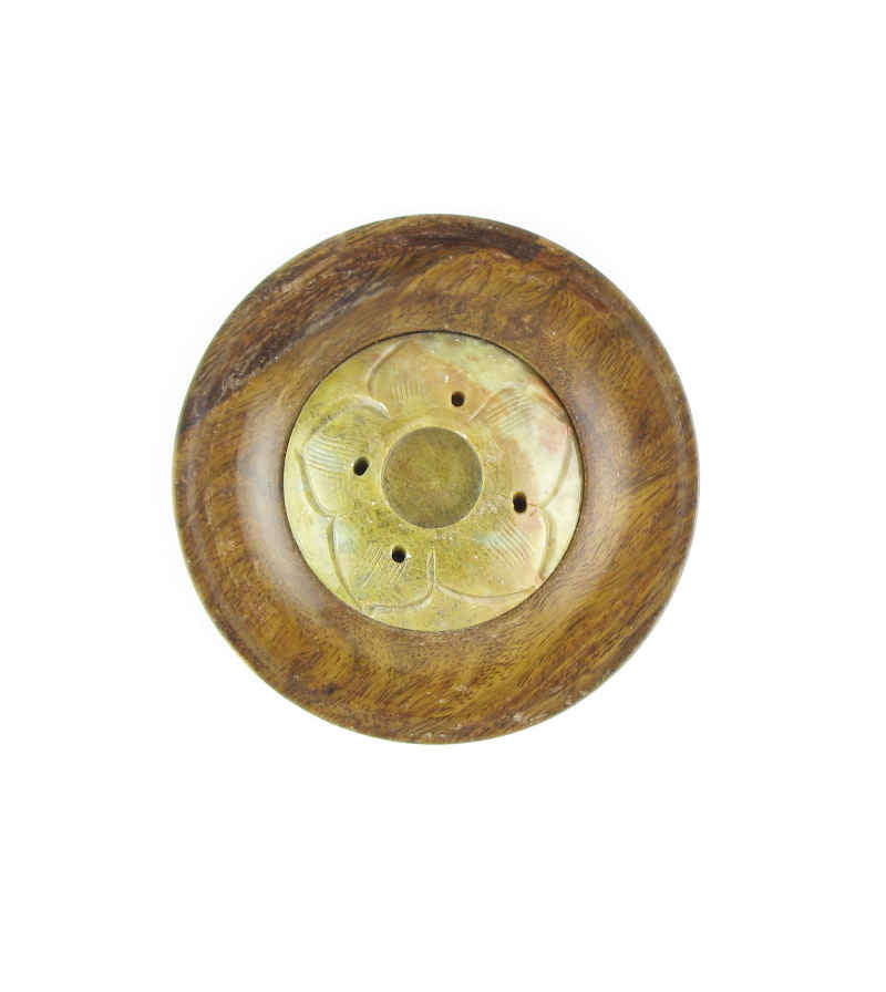 Wood and Soapstone Incense Burner With Lotus Flower | Woot & Hammy