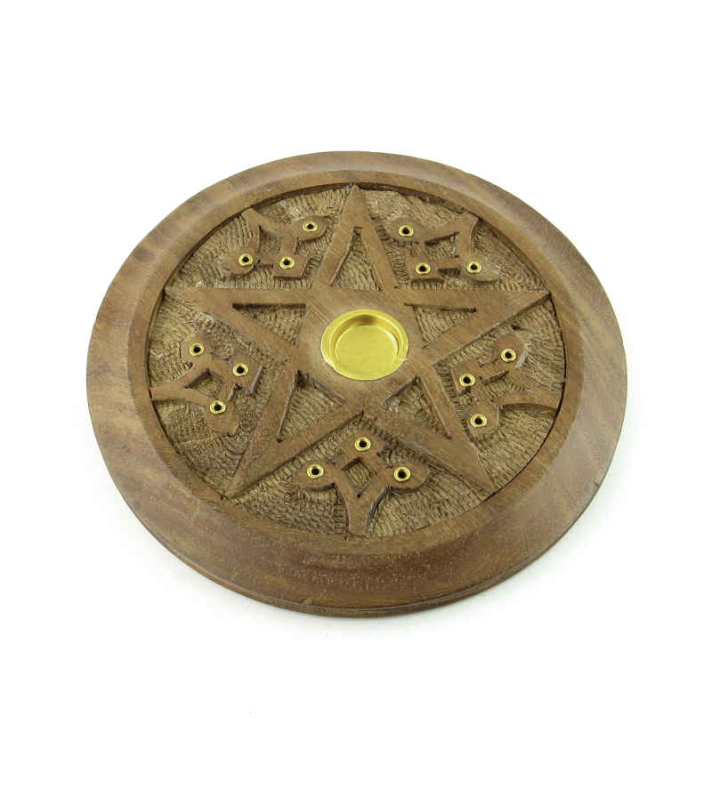 Wooden Incense Burner With Pentagram | woot & hammy