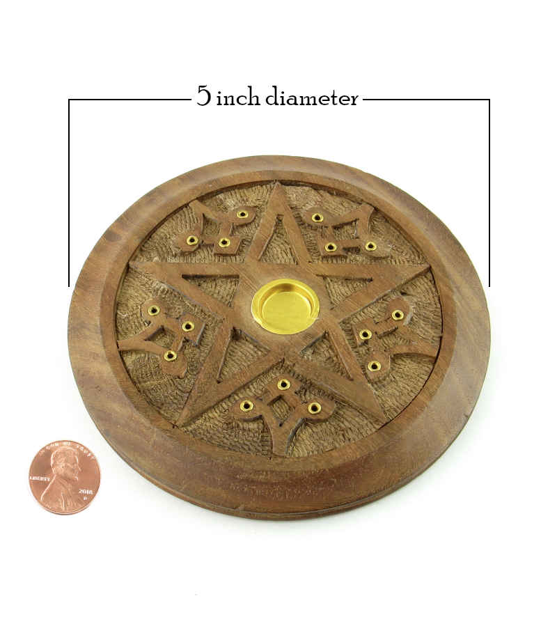 Wooden Incense Burner With Pentagram | woot & hammy