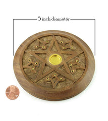 Wooden Incense Burner With Pentagram | woot & hammy