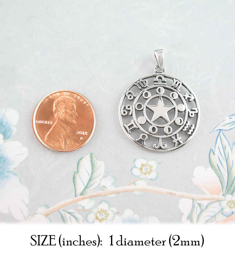Five-Pointed Star With Moon Phases and Zodiac Symbols Pendant | woot & hammy